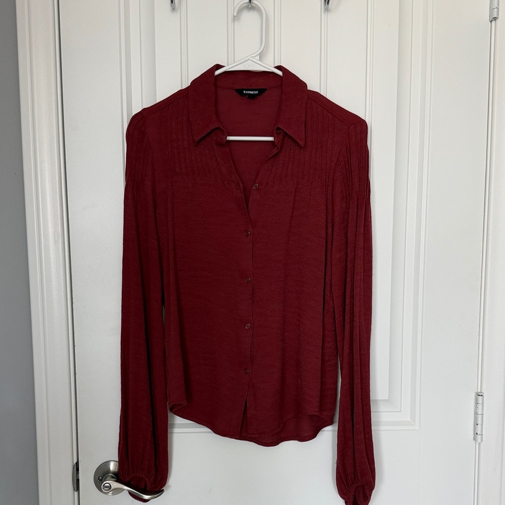 Express Deep Red Button-Down Shirt